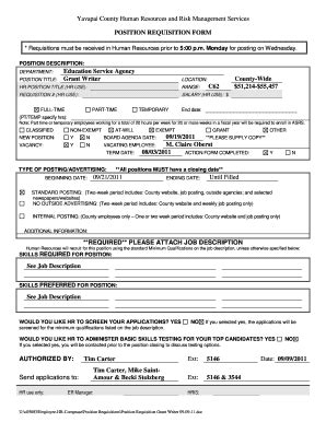 Fillable Online Aq Co Yavapai Az Position Requisition Form DOC Aq Co