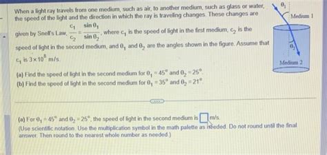 Solved When A Light Ray Travels From One Medium Such As