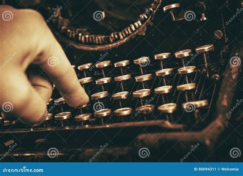 Typing on Vintage Typewriter Stock Image - Image of history, document ...