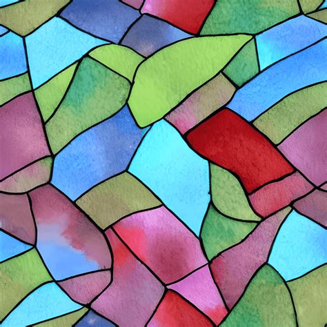 Stained Glass Seamless Pattern Watercolor Creative Fabrica