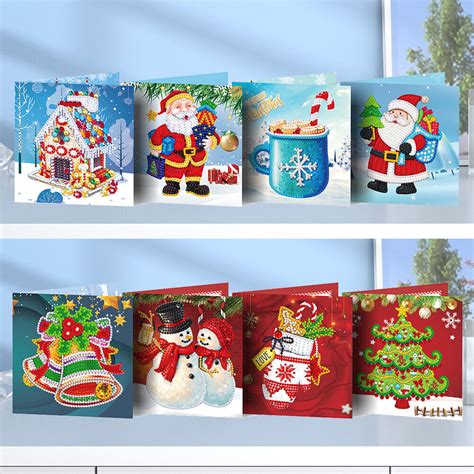 Pcs Diy Special Drill Diamond Painting Christmas Card Rhinestone