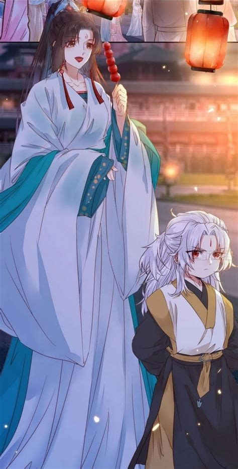 Two Anime Characters Standing Next To Each Other In Front Of Lanterns