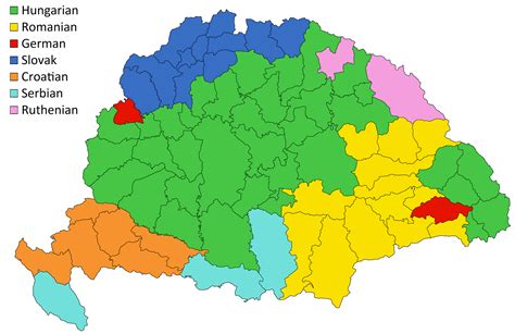 Most spoken language in each county of Hungary, 1910 : r/MapPorn