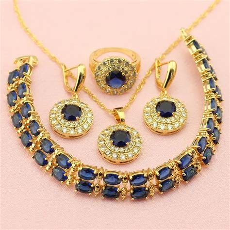 Wpaitkys Trendy Cubic Zirconia Gold Color Jewelry Sets For Women