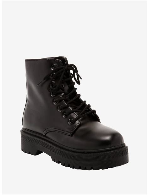 Matte Black Platform Combat Boots Hot Topic