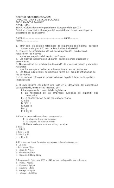 Doc Prueba El Imperialismo Del Siglo Xix Dokumen Tips