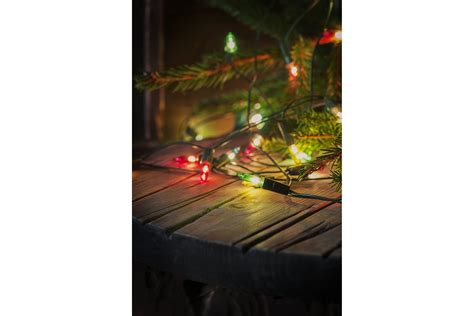 Christmas card with lights and vintage background (694201) | Conceptual | Design Bundles