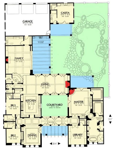 Plan 16386MD: Courtyard Living With Casita | Courtyard house plans, House blueprints, House plans