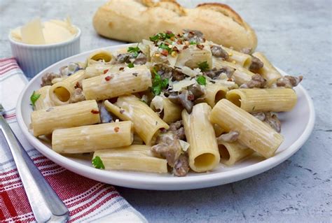 Creamy Mushroom Sausage Rigatoni Anothertablespoon Recipe Easy Pasta Dishes Stuffed