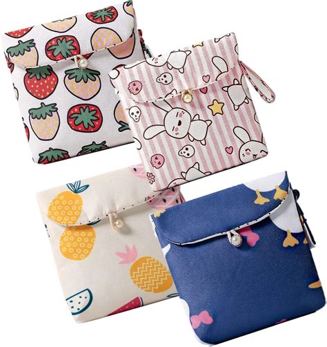 Amazon 5 Pack Sanitary Napkin Storage Bags Cute Pattern Sanitary