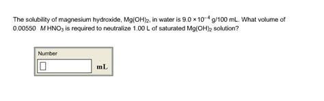 The Solubility Of Magnesium Hydroxide, Mg(OH)2, ... | Chegg.com