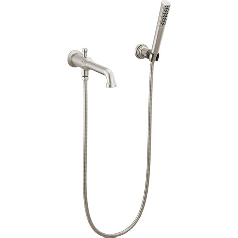 Wall Mount Tub Filler Trim With Hand Shower Less Handles T5784 SS PR