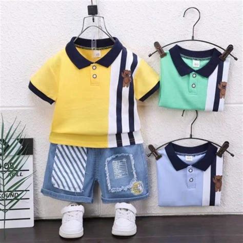 Plain Stripe Terno Set Polo Shirt And Denim Maong Lazada Ph