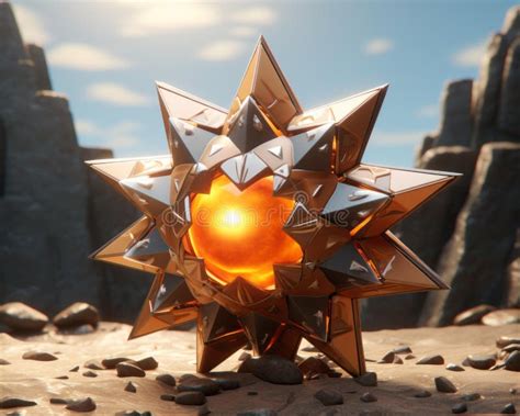 A 3d Rendering Of A Star With An Orange Glow Stock Illustration