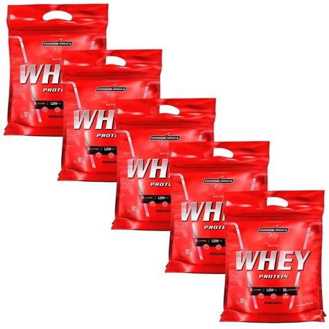 Kit 5 Nutri Whey Protein 907g Refil Morango IntegralMédica OtimaNutri