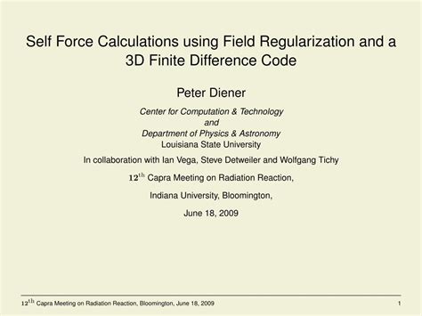 Pdf Self Force Calculations Using Field Regularization And A