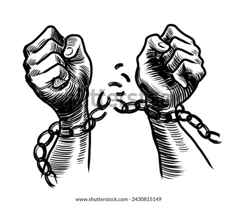 Hands Breaking Chains Hand-drawn Retro Styled Stock Illustration 2430815149 | Shutterstock