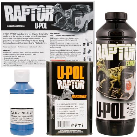 U POL Raptor Tintable Reflex Blue Bed Liner Texture Coating 1 Liter