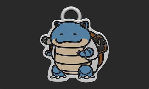 STL File POKEMON CHIBI BLASTOISE KEYCHAIN EASY PRINT NO SUPPORTS