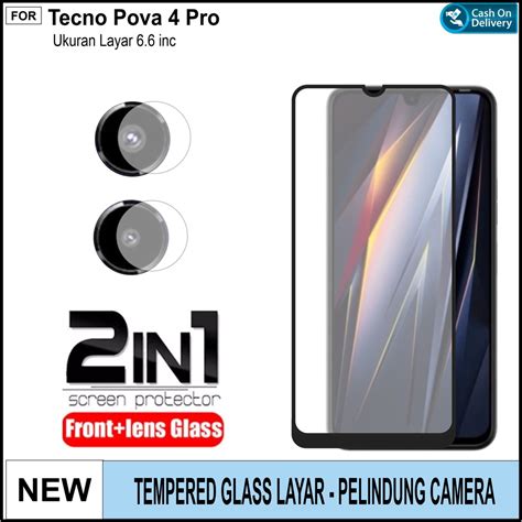 Jual Tempered Glass Layar Tecno Pova 4 Pro 2022 Paket 2in1 Free