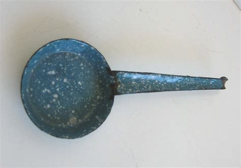 Antique German kitchen miniature graniteware enamel Small fry pan ...