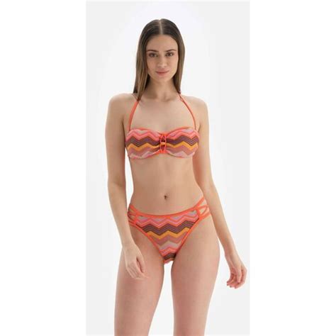 Dagi Bikini Top Orange Geometric Pattern EPonuda