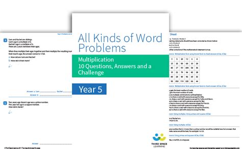 20 Multiplication Word Problems For Year 2 To Year 6