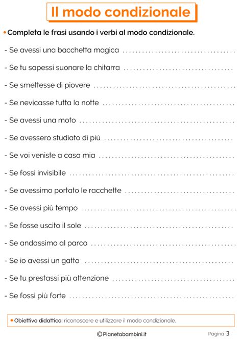 Il Modo Condizionale Esercizi Per La Scuola Primaria Pianetabambini It