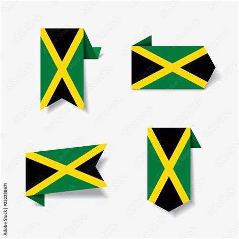 Jamaican flag stickers and labels. Vector illustration. Stock Vector ...