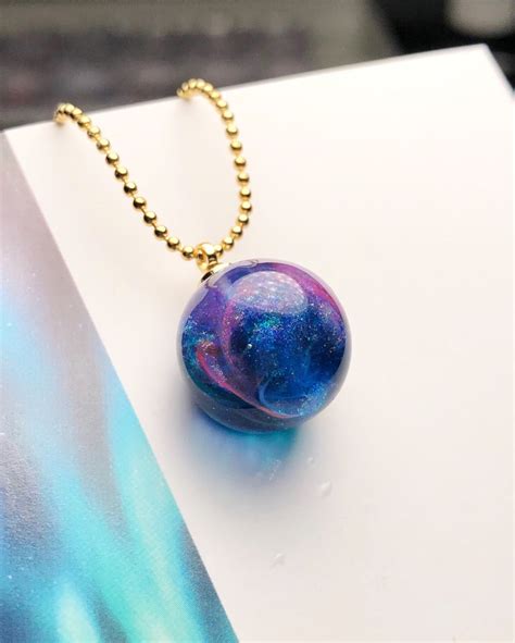 Galaxy Resin Pendant Necklace Universe Star Galaxy Resin Etsy