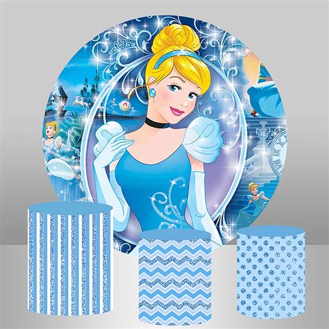 Backdrops And Props Printed Custom Cinderella Deco Kit Round Fabric Backdrop Stand Birthday Party