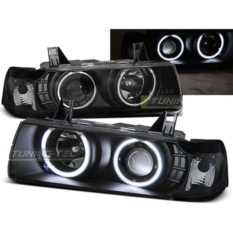 Paire De Feux Phares Bmw Serie E Angel Eyes Ccfl Noir