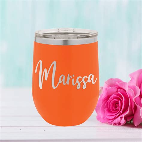 Engraved Personalized Stemless Wine Tumbler Custom Bridesmaid Tumbler Cups Stainless Steel