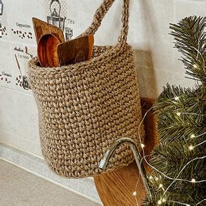 Jute Crochet Hanging Baskets Xl Inches Wall Hanging Basket