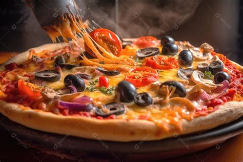 Deliciosa Pizza Quente E Suculenta Uma Variedade De Sabores