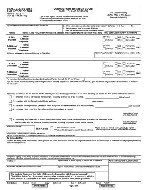 Fillable Online Jud Ct Small Claims Writ And Notice Of Suit