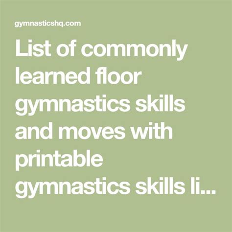 List of commonly learned floor gymnastics skills and moves with printable gymnastics skills list ...