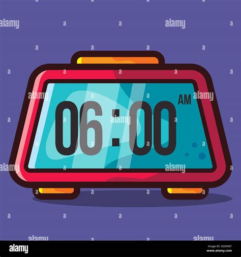 Digital Alarm Clock Vector Illustration In Flat Style Stock Vector