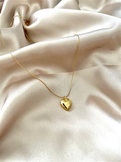 Dainty Gold Heart Necklace Dainty Heart Necklace Gold Etsy