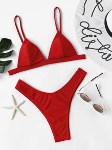 High Leg Triangle Bikini Set Shein Sheinside