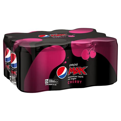 Pepsi Max Cherry No Sugar Cola Can 12 X 330ml