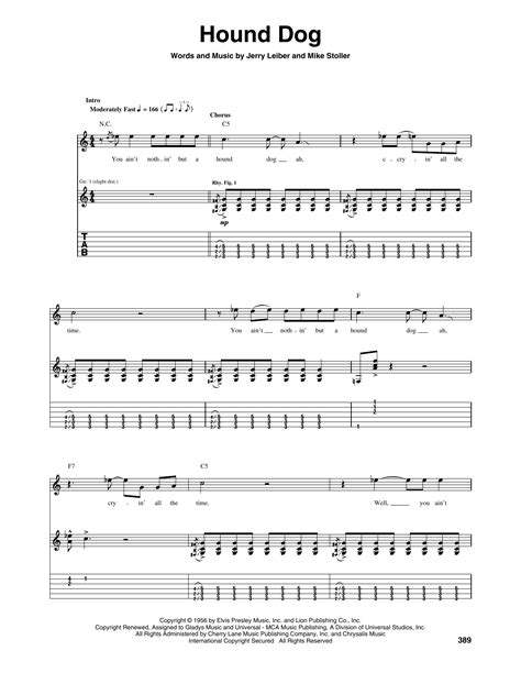 Hound Dog by Elvis Presley - Guitar Tab - Guitar Instructor