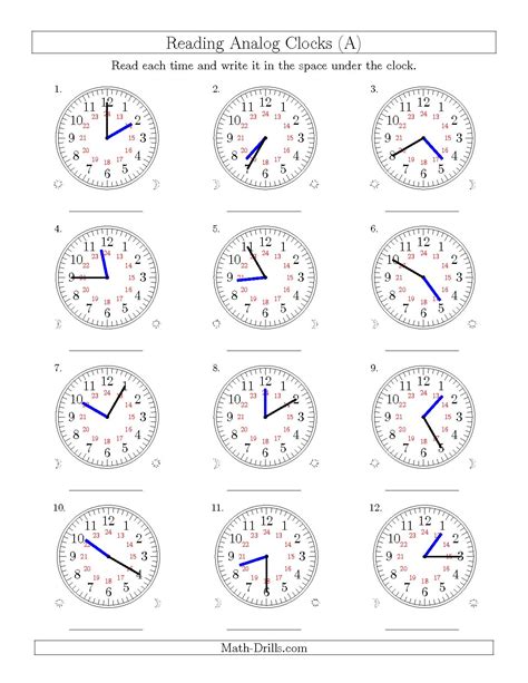 Telling Time In Minute Intervals Worksheets