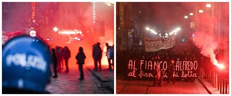 Anarchici Gli Amici Di Cospito Mettono A Ferro E Fuoco Torino Vetrine