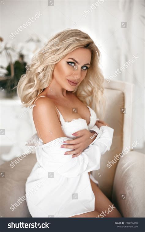 Sexy Blonde Woman White Shirt Lingerie Stock Photo 1680396718 Shutterstock