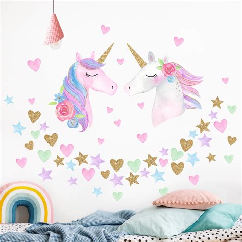 Aquarell Einhorn Gold Glitzer Set Xl Wandtattoo Kaufen Unicorn Wall