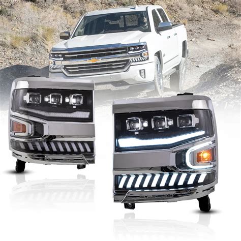 2016 17 18 Chevrolet Silverado 1500 4th Gen Facelift Led Headlight Assembly Dual Beam Projector