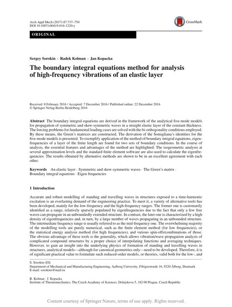 The Boundary Integral Equations Method For Analysis Of High Frequency