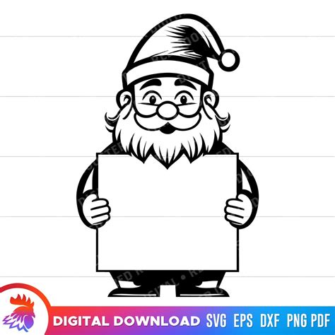 Santa Sign Svg Santa Holding Sign Christmas Sign Copyspace Santa