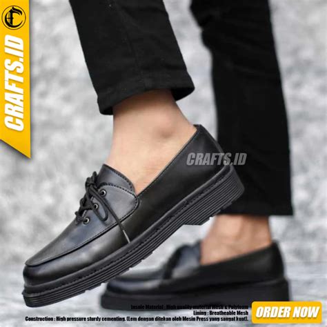 Jual CRAFTS Sepatu Formal Pantofel Docmart Pria Kulit Asli Hitam